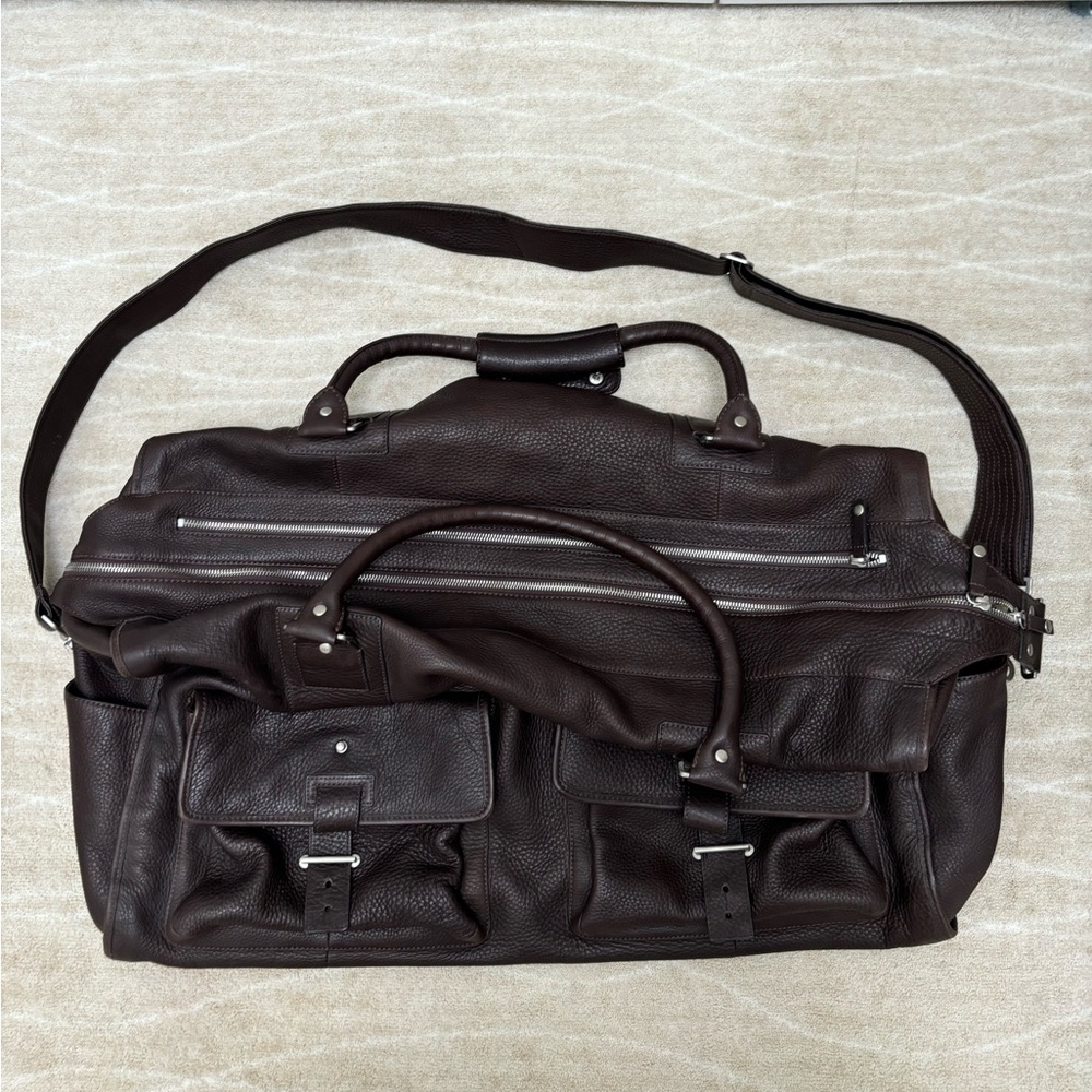 Elie Tahari Dark Brown Leather Duffel Bag